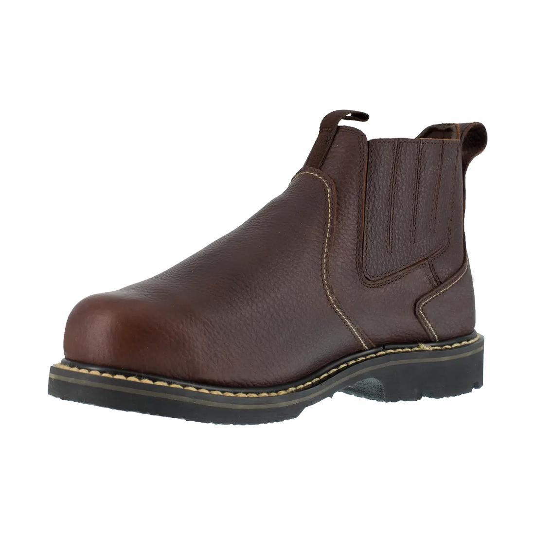 Groundbreaker Steel-Toe Slip-On 6 Inch Int Met Guard Work Boot Brown