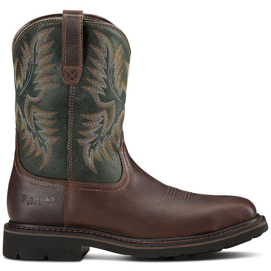 Sierra Steel-Toe Wide Square Toe Work Boot Dark Brown