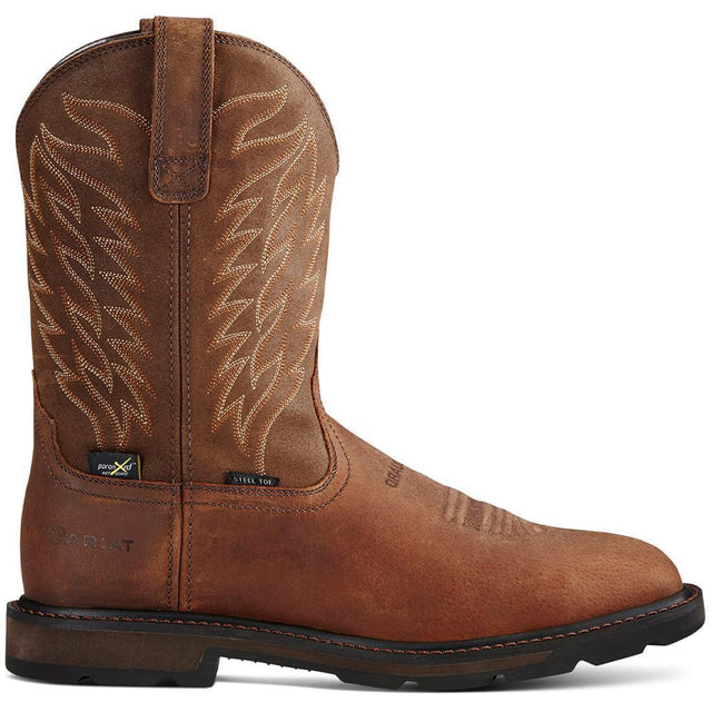 Ariat Groundbreaker Steel-Toe MetGuard Wide Square Toe Work Boot Brown Profile