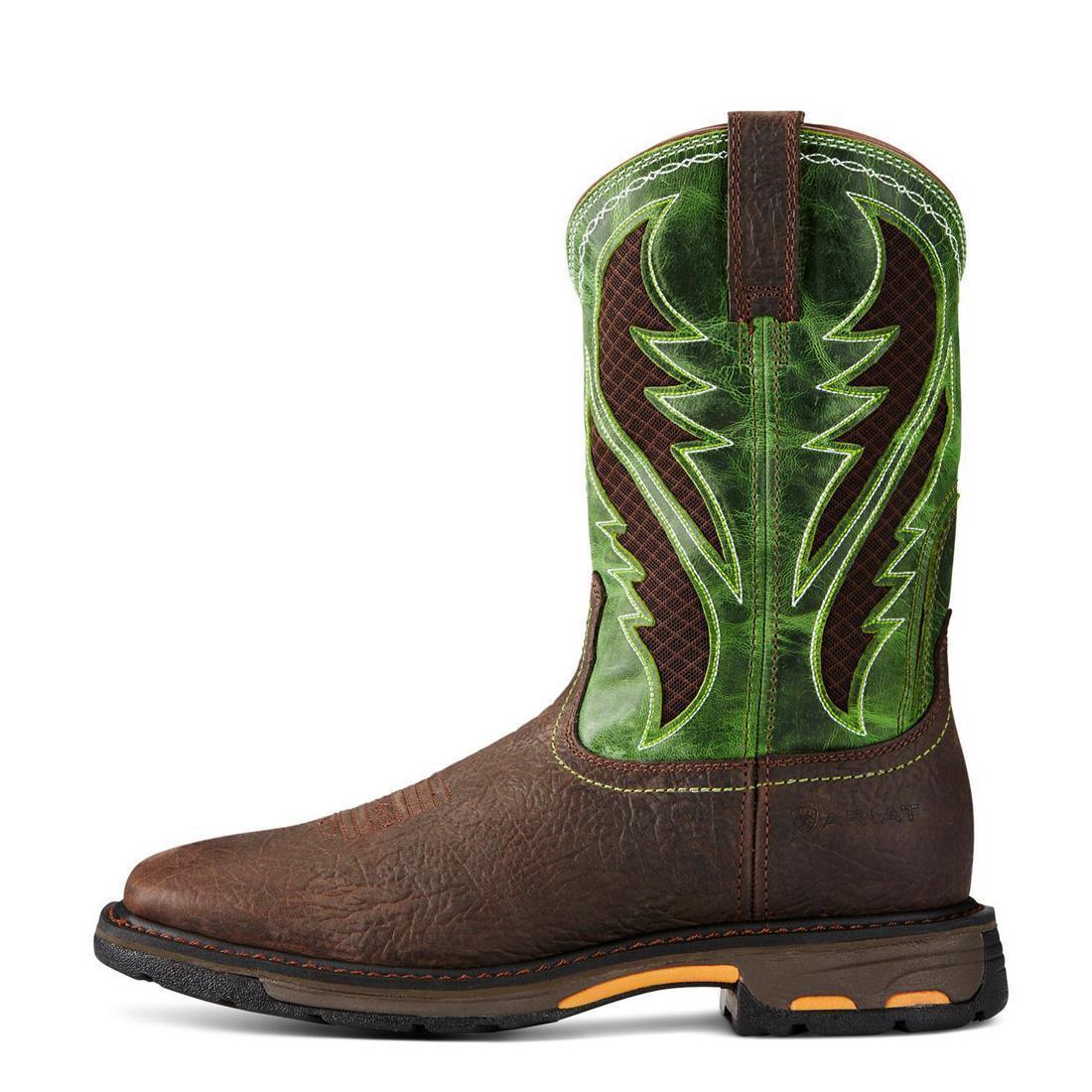 Ariat WorkHog VentTEK Soft-Toe Wide Square Toe Boot Bruin Brown Heel