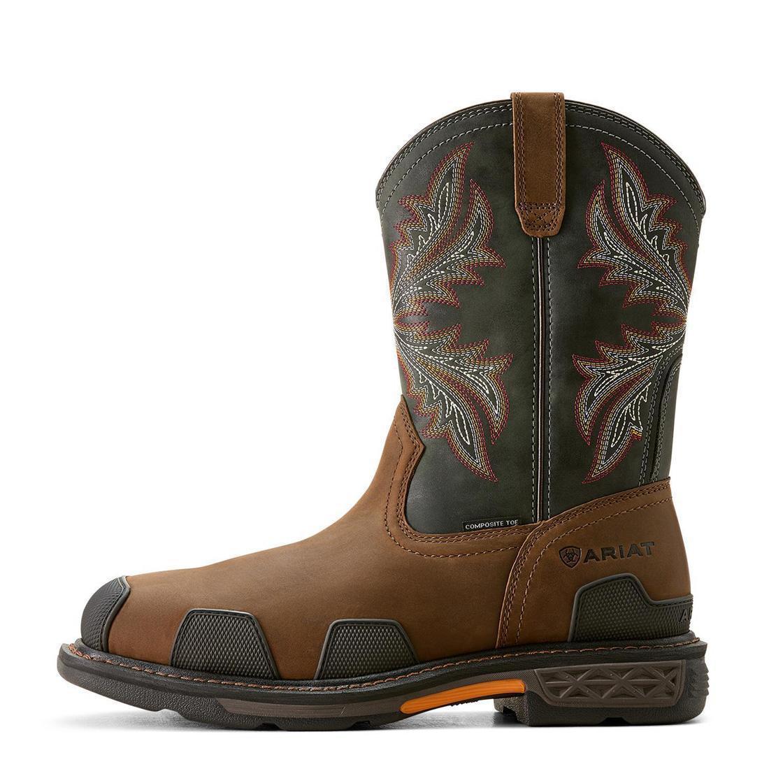 Ariat OverDrive Composite-Toe Wide Square Toe Work Boot Brown Detail