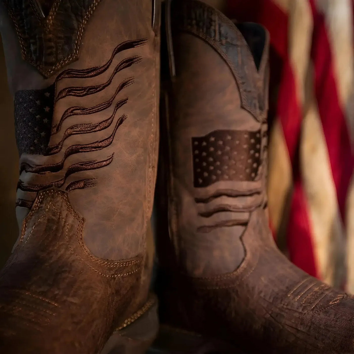 Durango Rebel Brown Distressed Flag Embroidery Western Boot Inner