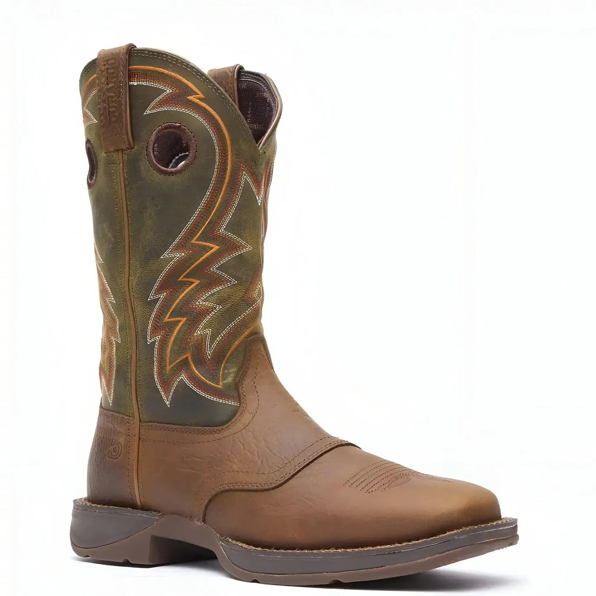 Durango Rebel Dark Chestnut and Hunter Green Western Boot Inner