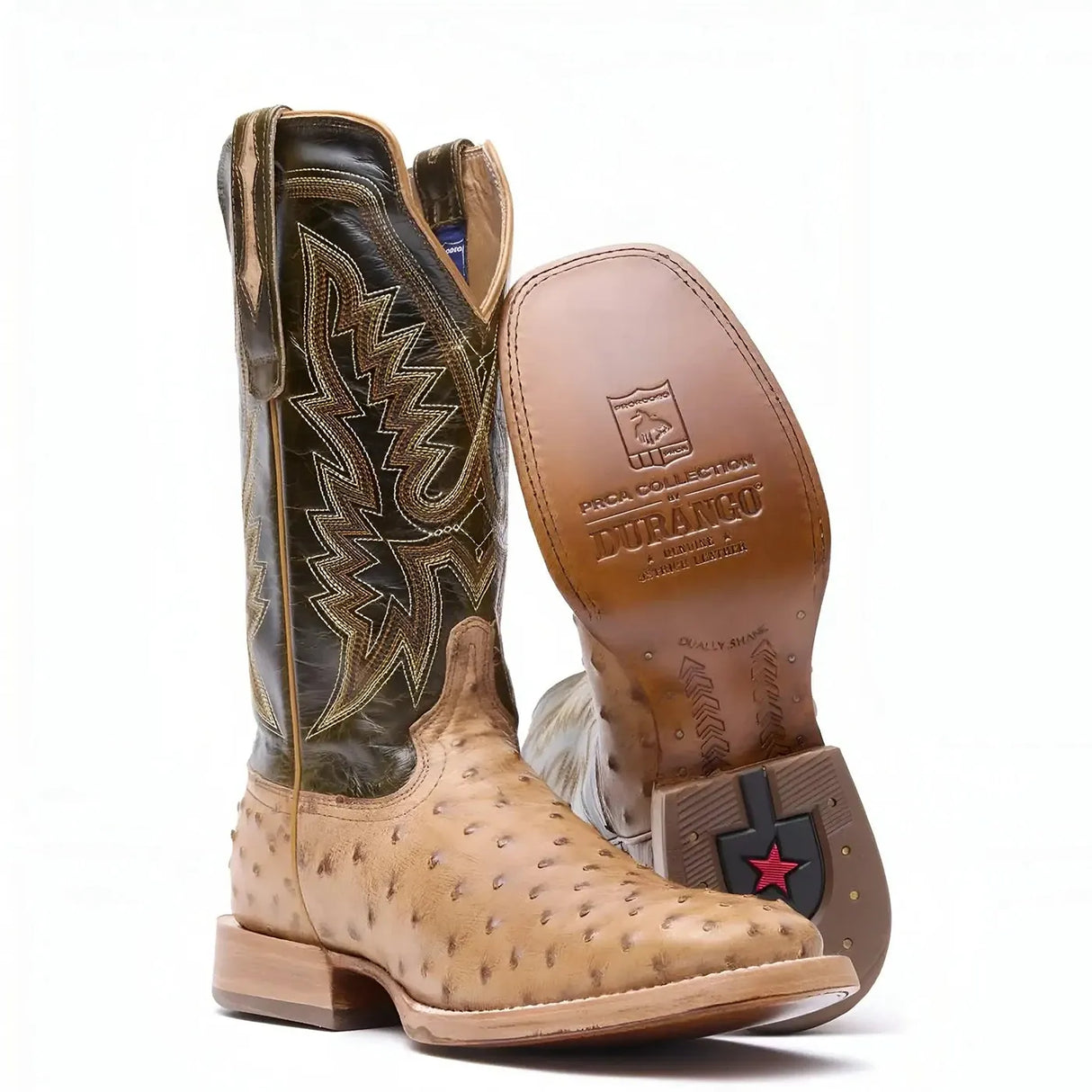 Durango PRCA Collection Full-Quill Ostrich Western Boot Antiqued Saddle Inner