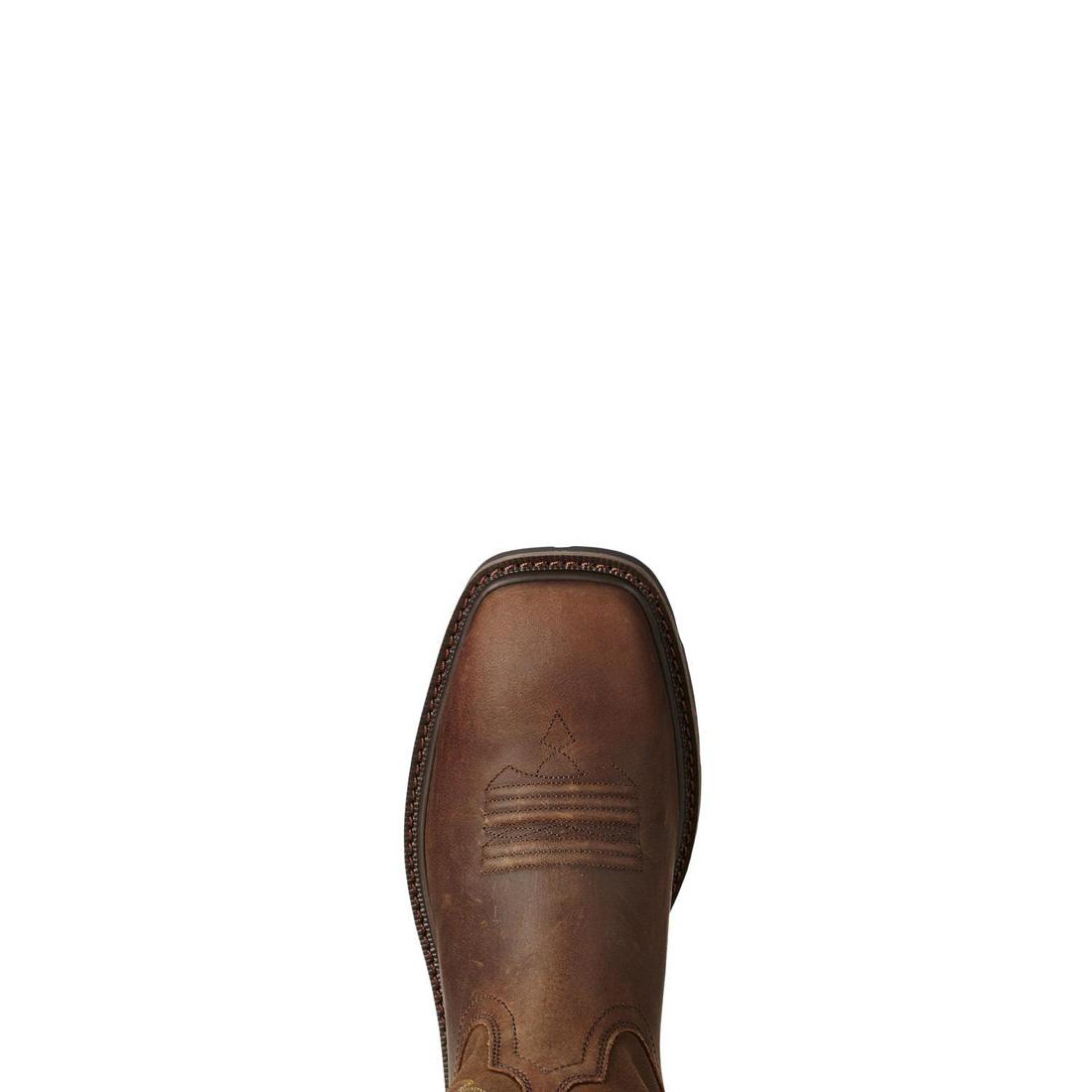 Ariat Groundbreaker Steel-Toe Wide Square Toe Work Boot Brown Sole
