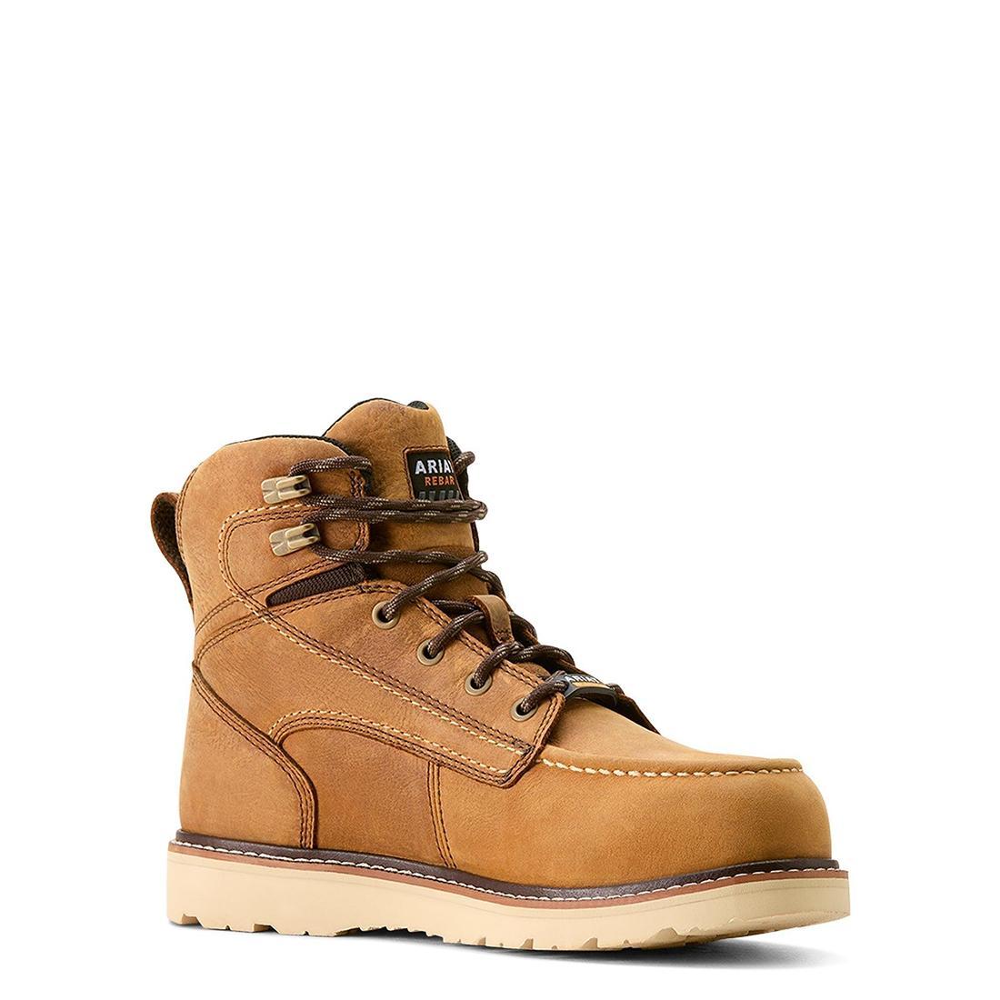 Ariat Rebar Wedge Moc Toe Women's Waterproof Composite Toe Work Boot - Brown Upper