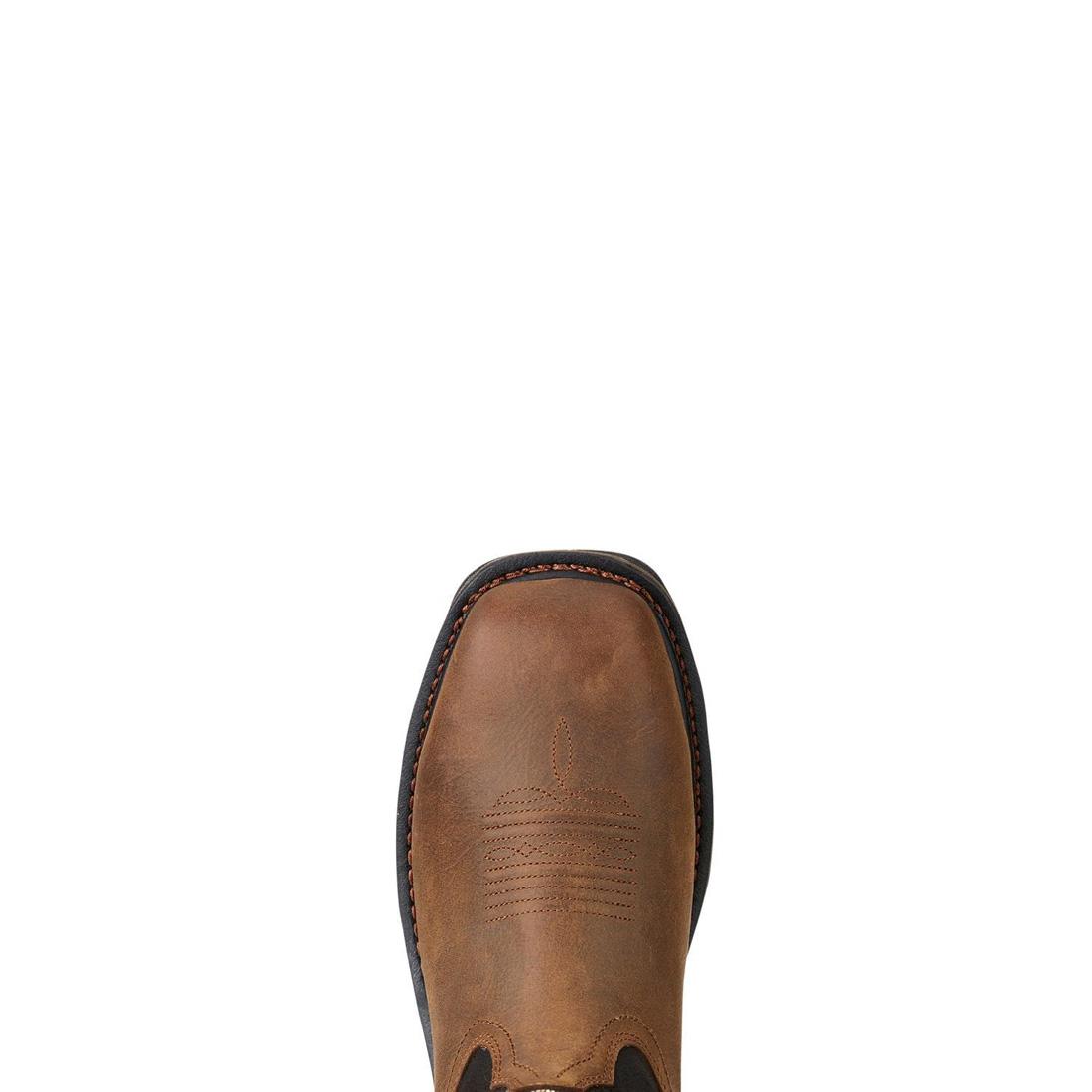 Ariat WorkHog Wide Square Toe Waterproof 400g Composite Toe Work Boot Rye Brown Sole