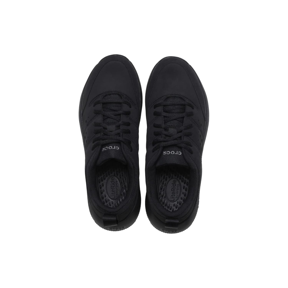 Crocs Women's On the Clock Slip Resistant Sneaker Black upper view