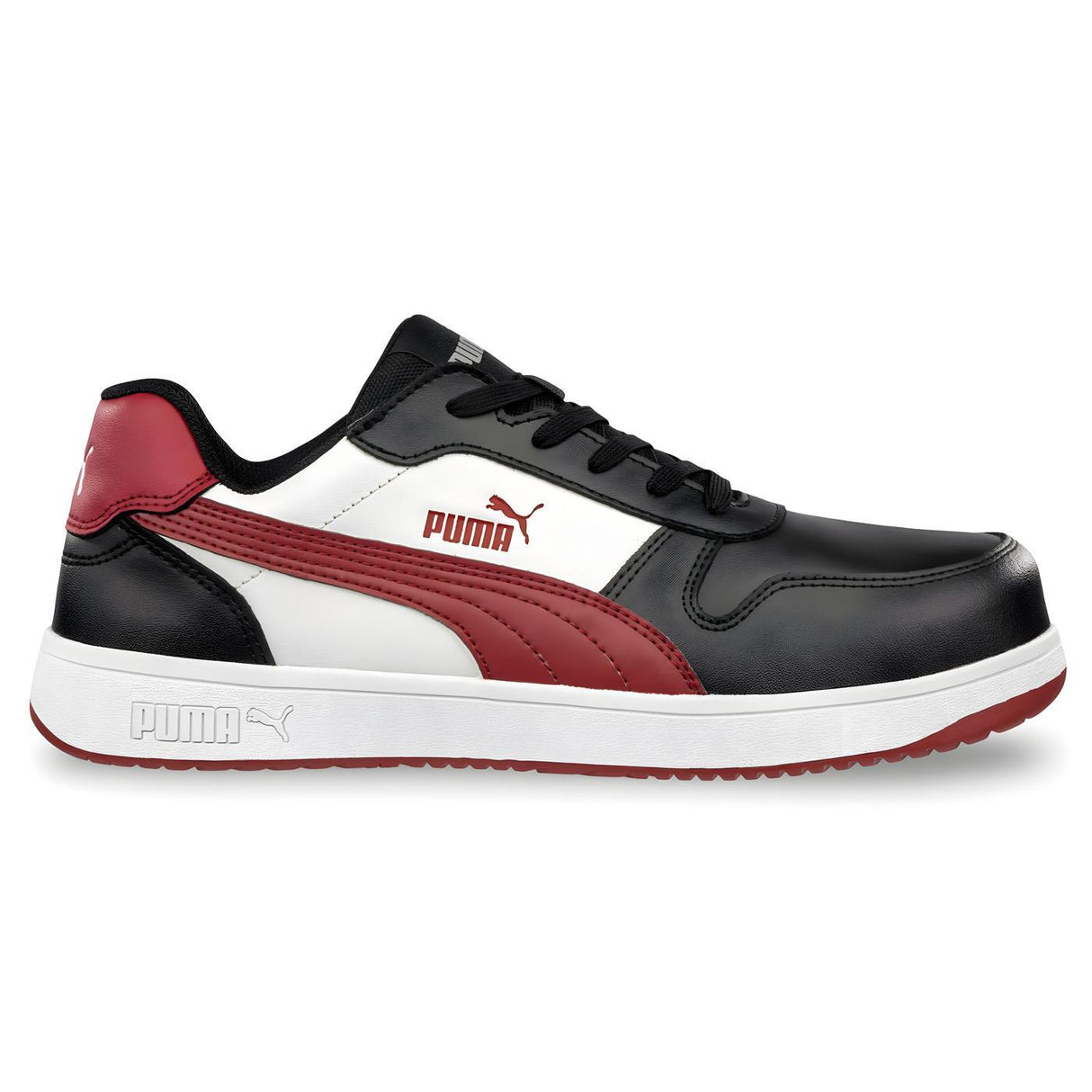 Puma Safety Frontcourt Composite Toe Work Shoes – Black White Red image view 1