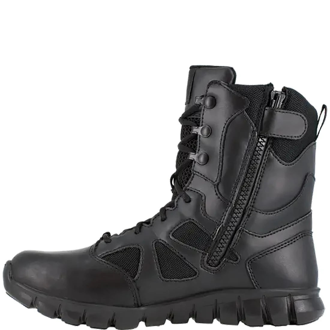 Reebok Work-Sublite Cushion Black 8" Tactical Soft Toe Boot with Side Zipper Black-Steel Toes-3