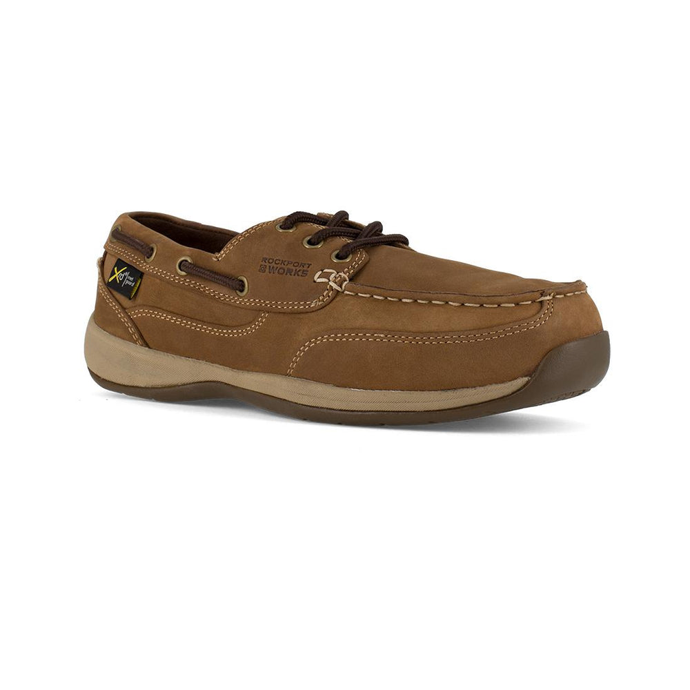 Rockport Works Sailing Club Steel-Toe Int Metgaurd Slip On Work Shoe Brown RK6734 Sole Image