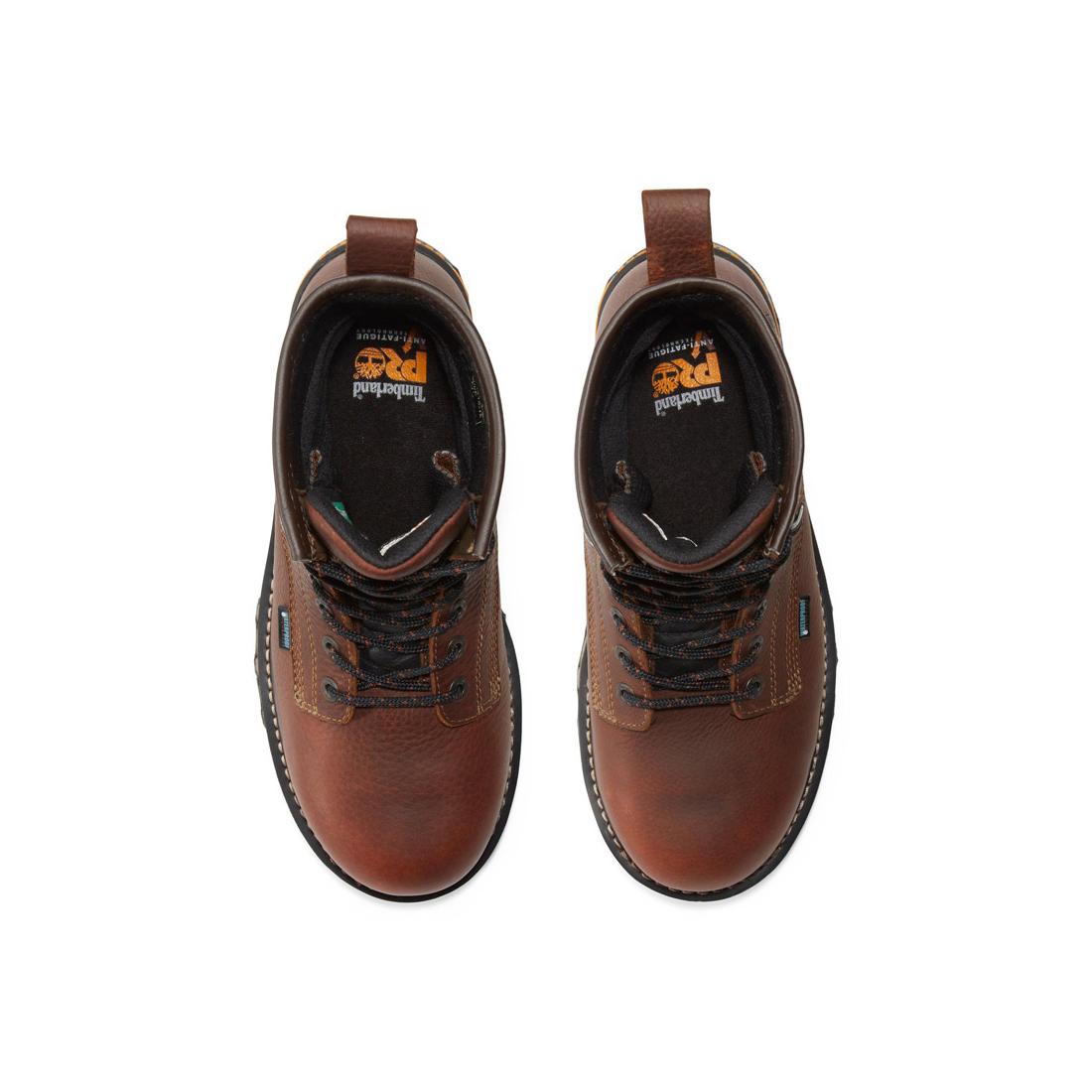 Timberland Pro Boondock 8 Inch Composite-Toe Waterproof Work Boot Medium Brown Front-upper View