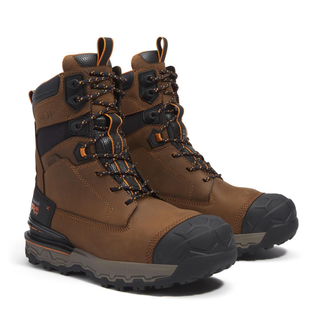 Timberland Pro Boondock Ultralight Waterproof Composite Toe Pull On Work Boots – Medium Brown Front-upper View