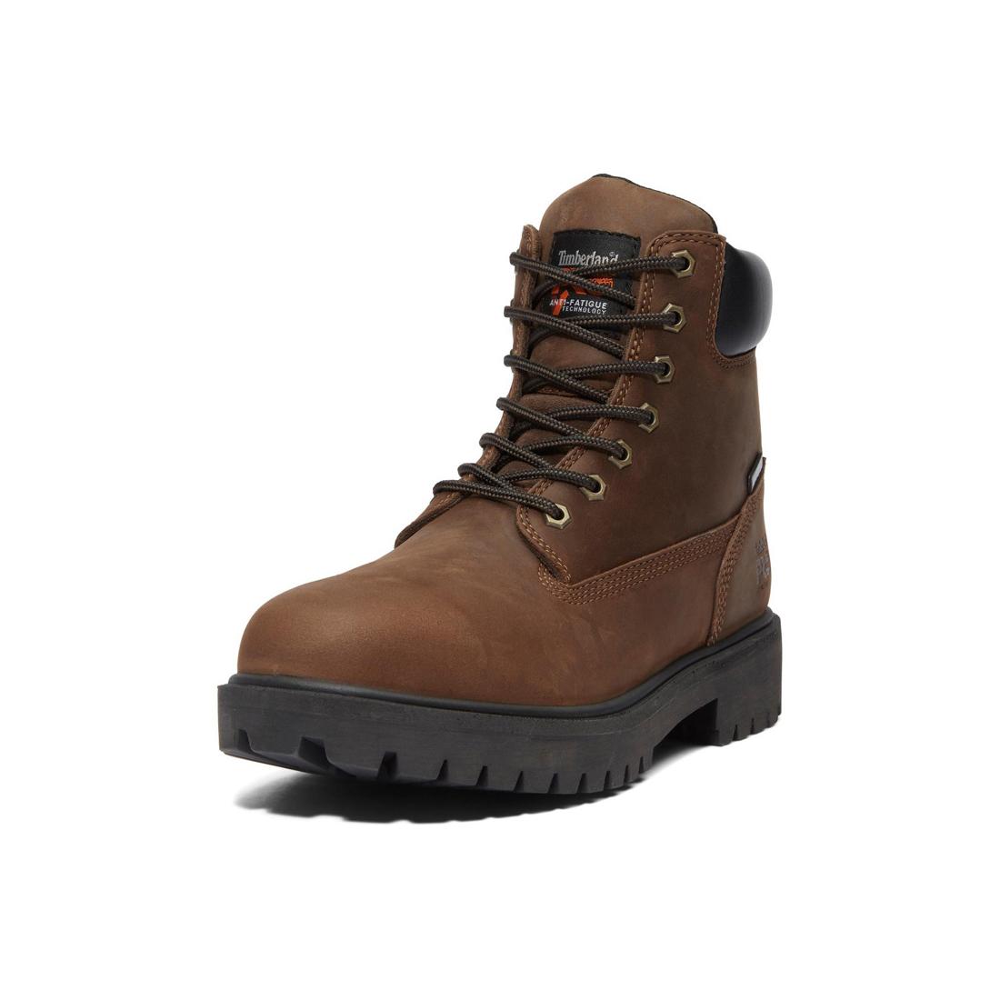Timberland Pro Direct Attach 6 Inch Steel-Toe Waterproof Ins 200G Work Boot Dark Brown 38021 Front View