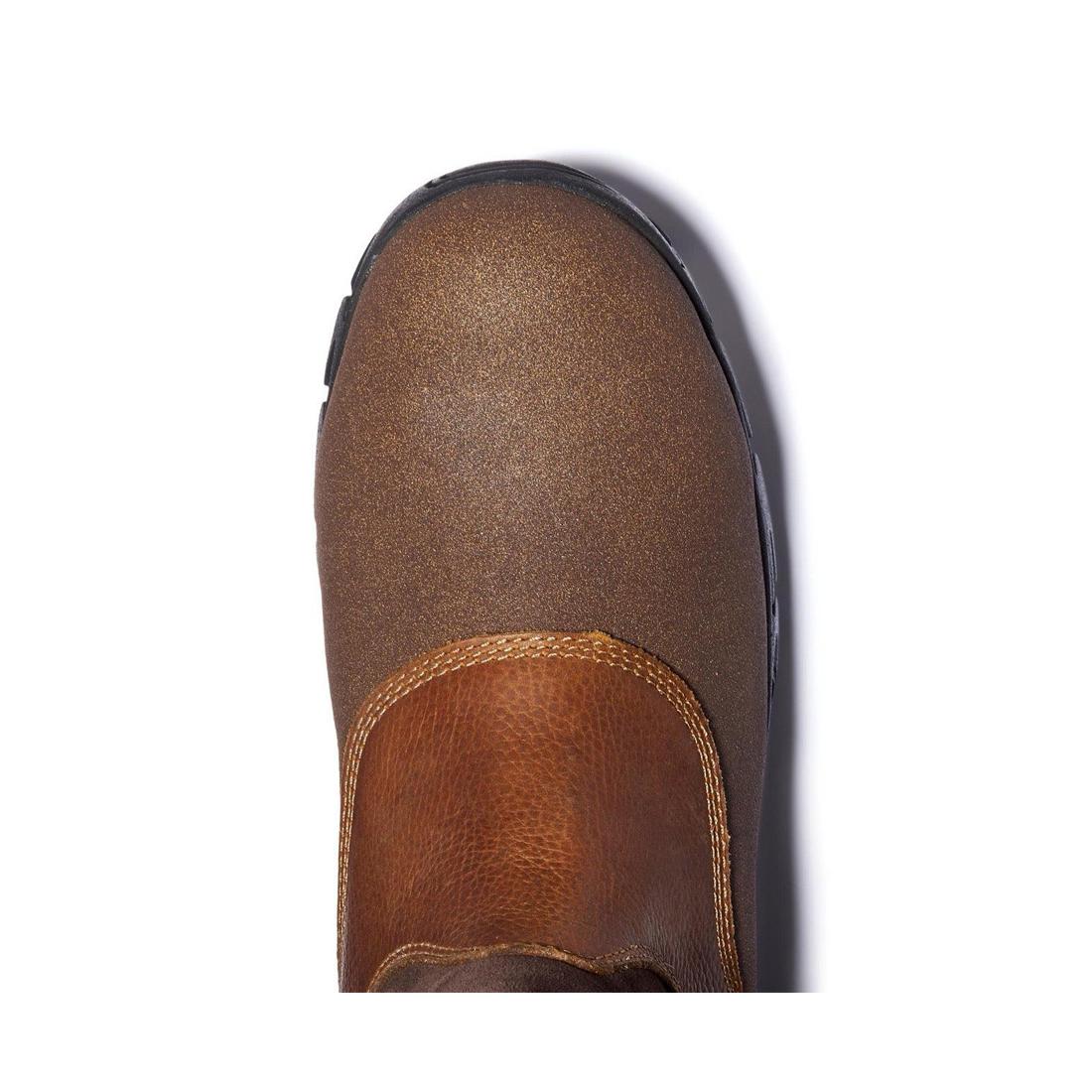Timberland Pro Excave Steel-Toe Met Guard WP Pull-On Work Boot Brown Front-upper View
