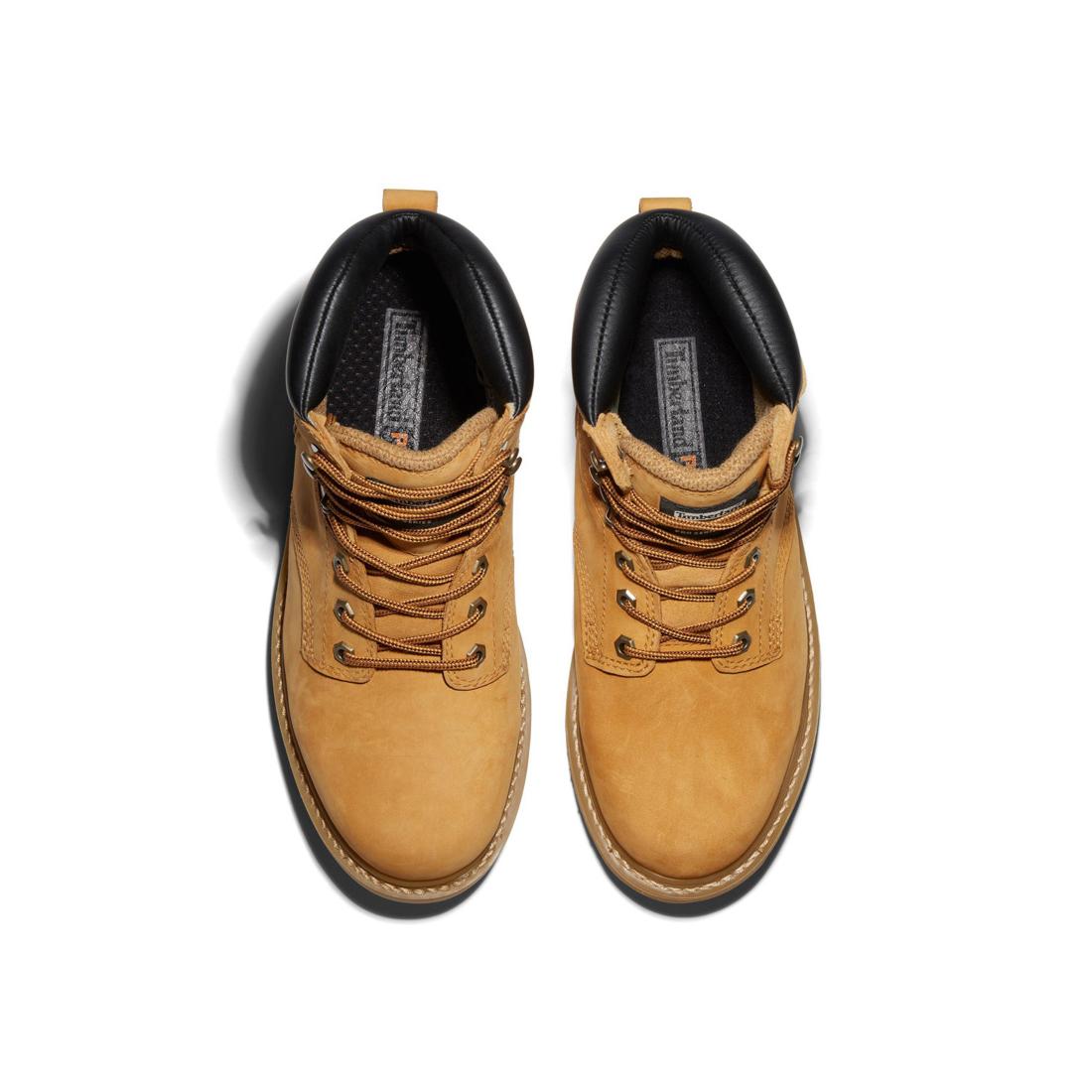 Timberland Pro Pit Boss 6 Inch Soft-Toe Boot Wheat Front-upper View