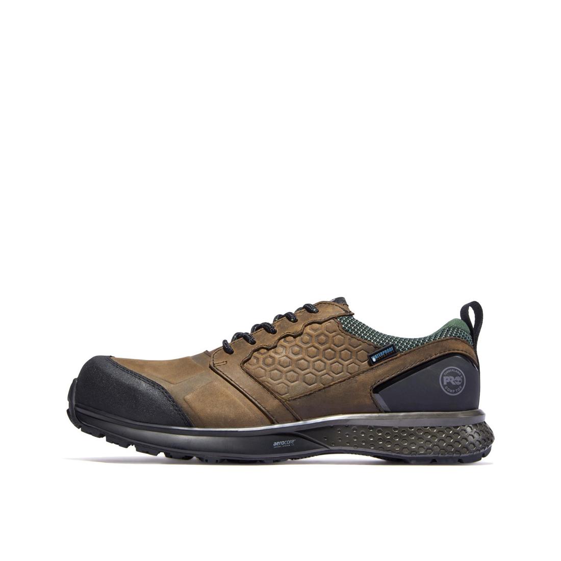 Timberland Pro Reaxion Composite-Toe Waterproof Work Shoe Brown A21PN Lateral View