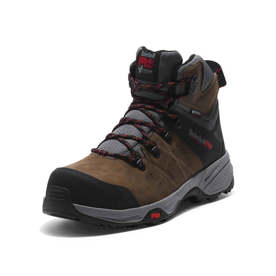 Timberland Pro Switchback 6 Inch Composite-Toe Waterproof Work Boot Brown/Grey A5SZ3 Front View