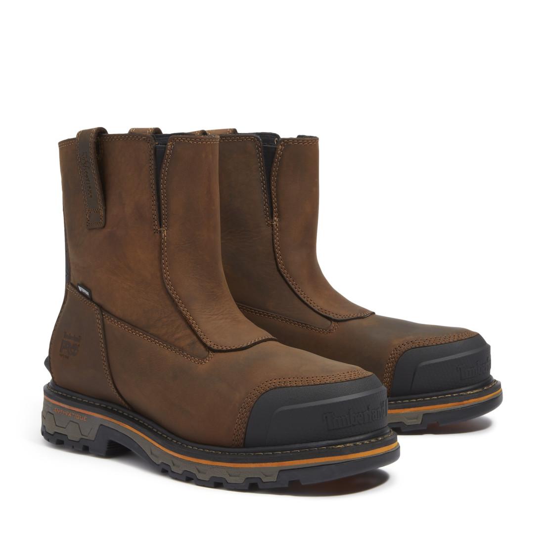 Timberland Pro True Grit Waterproof Composite Toe Chelsea Work Boot – Dark Brown Front-upper View
