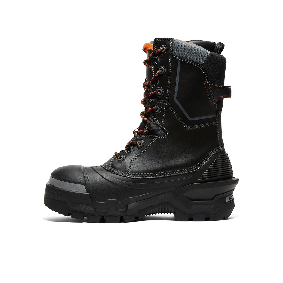 Timberland Pro Pac Max 10-Inch Waterproof Composite-Toe Work Boot Fp Csa Black/Orange Angled View