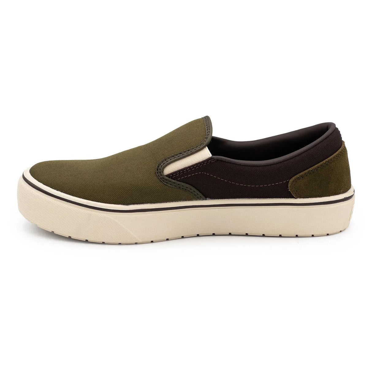 Airwalk Venice Canvas Slip-On Composite Toe Work Shoes – Military Olive/Chocolate Brown 6