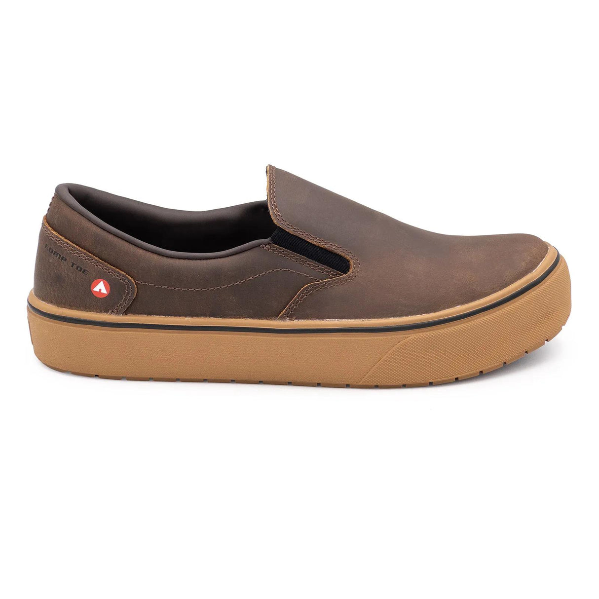 Airwalk Venice Leather Slip-On Composite Toe Work Shoes – Brown/Gum 1