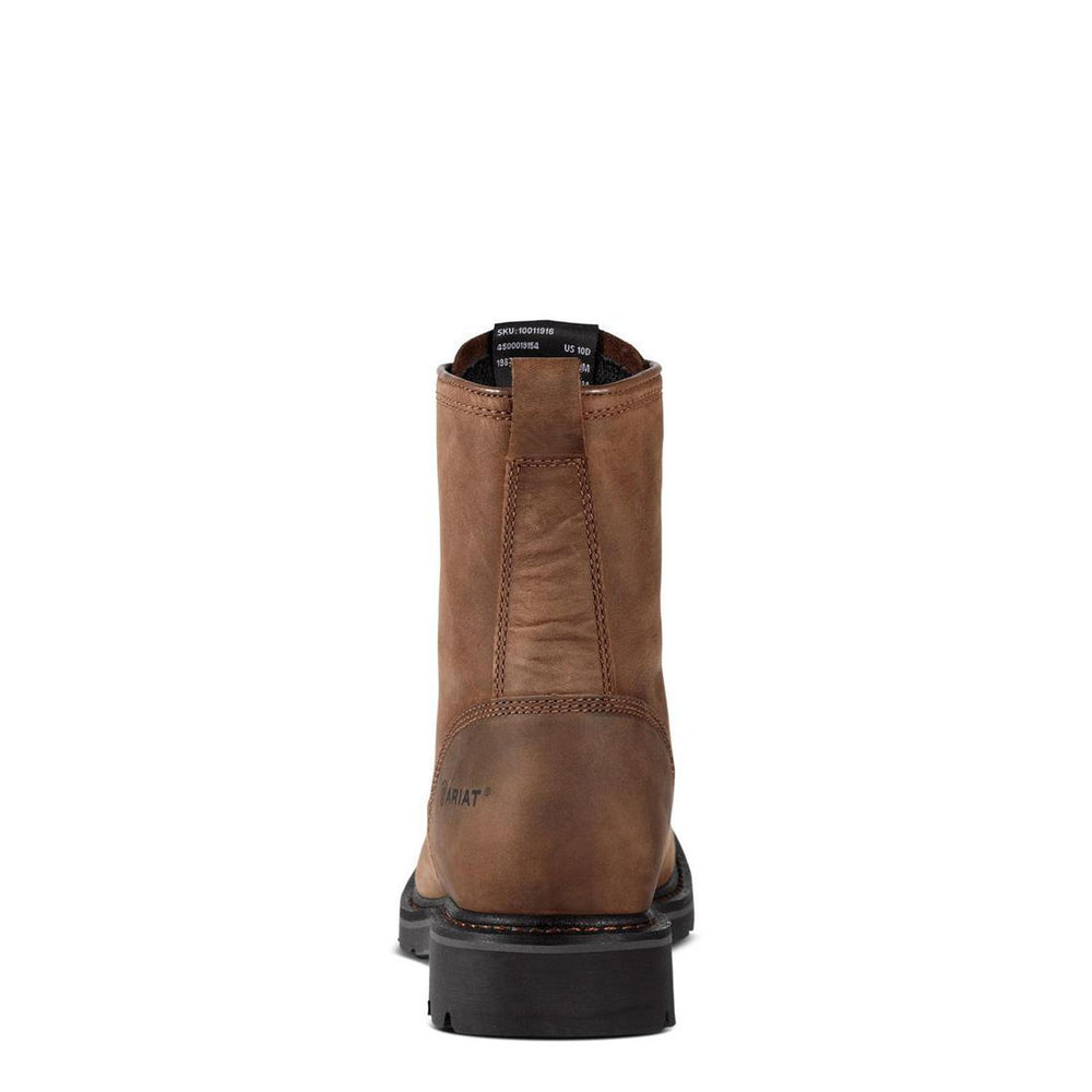 Ariat Cascade 8 inch Steel-Toe Wide Square Toe Work Boot Alamo Brown Heel