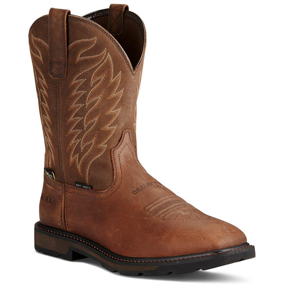Ariat Groundbreaker Steel-Toe MetGuard Wide Square Toe Work Boot Brown Medial
