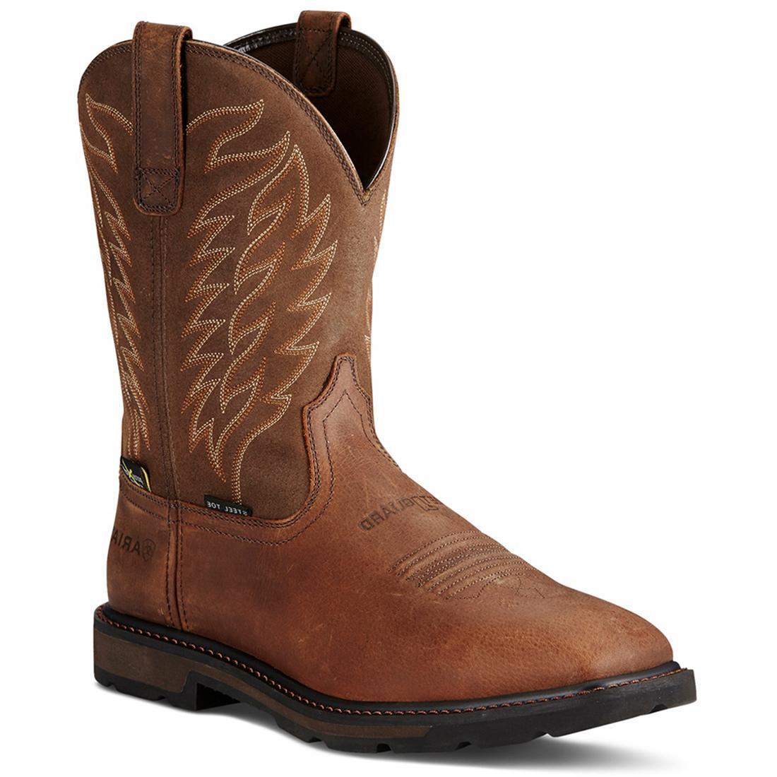 Ariat Groundbreaker Steel-Toe MetGuard Wide Square Toe Work Boot Brown Medial