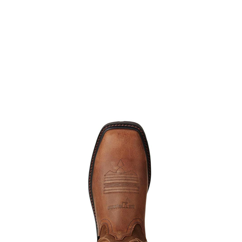 Ariat Groundbreaker Steel-Toe MetGuard Wide Square Toe Work Boot Brown Upper