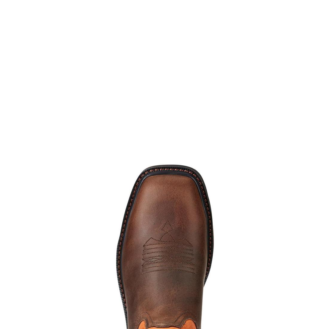 Ariat Groundbreaker Steel-Toe Wide Square Toe Work Boot Orange Upper