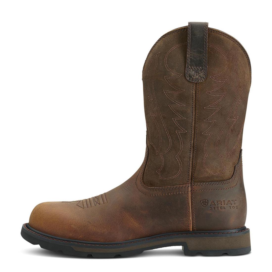 Ariat Groundbreaker Steel-Toe Work Boot Brown Heel