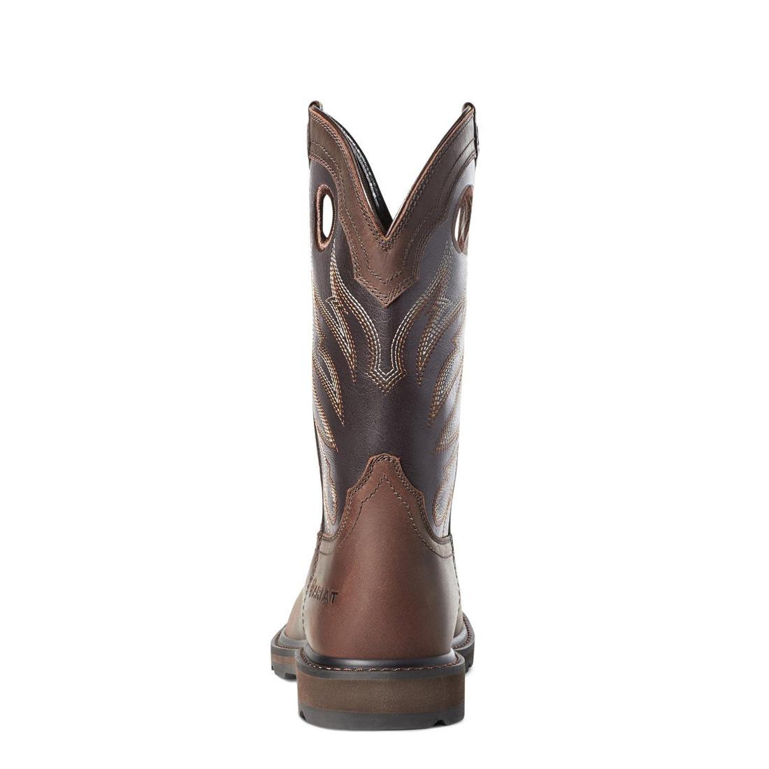 Ariat Groundwork Steel-Toe Wide Square Toe Work Boot Brown Upper