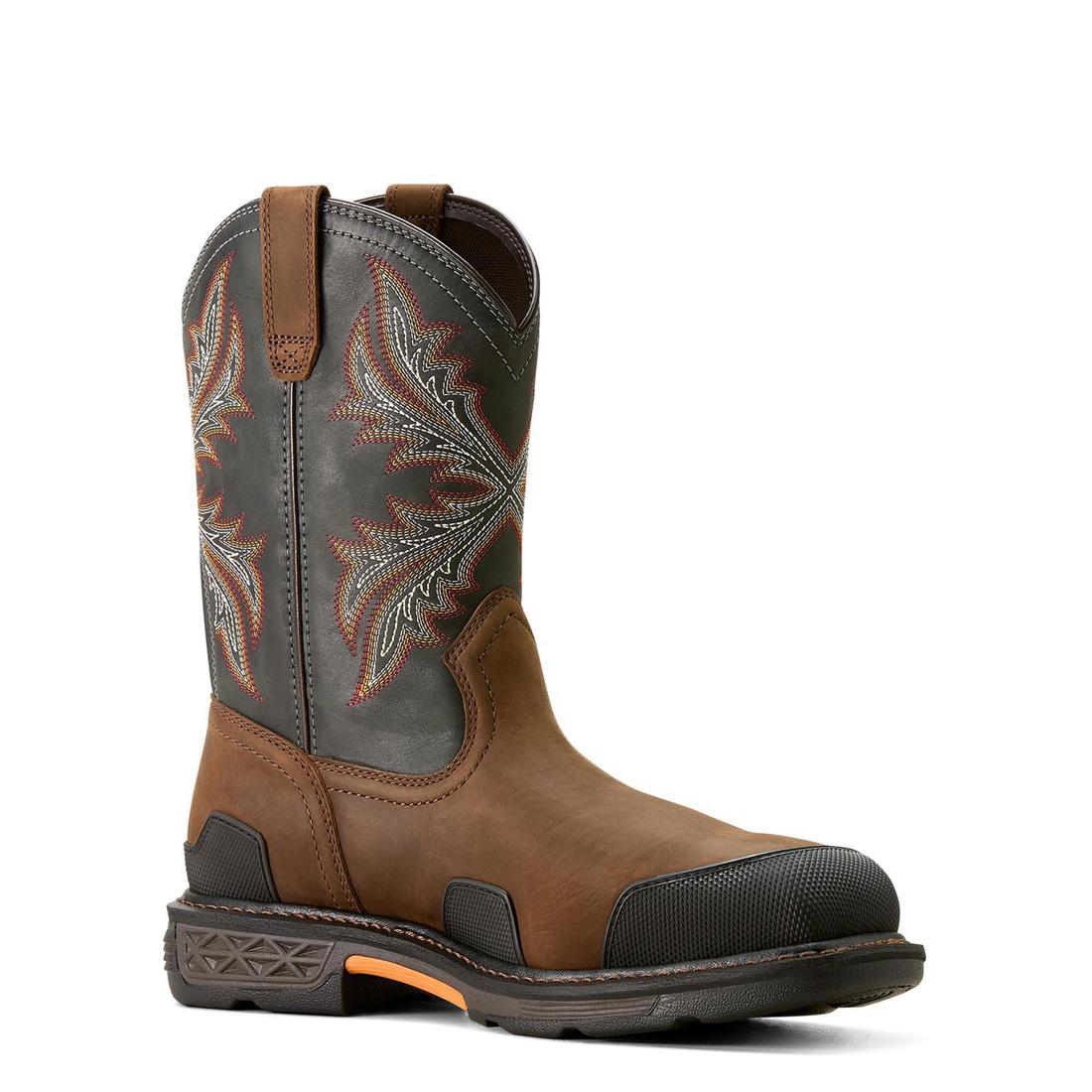 Ariat OverDrive Composite-Toe Wide Square Toe Work Boot Brown Profile