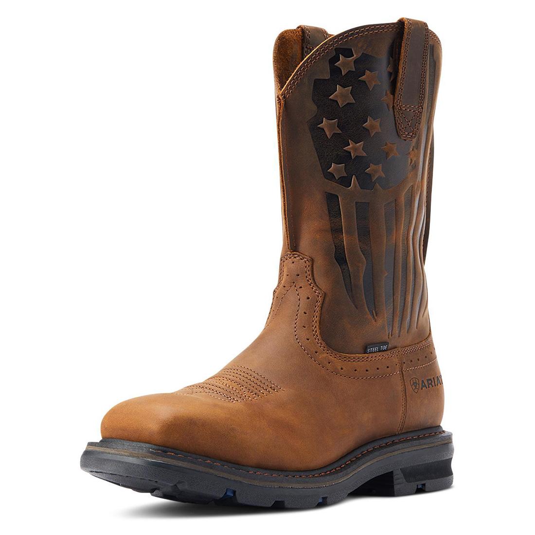 Ariat Sierra Shock Shield Patriot Steel-Toe Work Boot Distressed Brown Detail