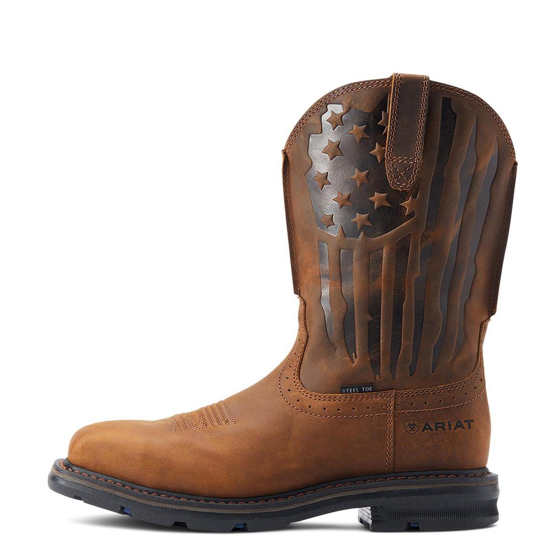Ariat Sierra Shock Shield Patriot Steel-Toe Work Boot Distressed Brown Side
