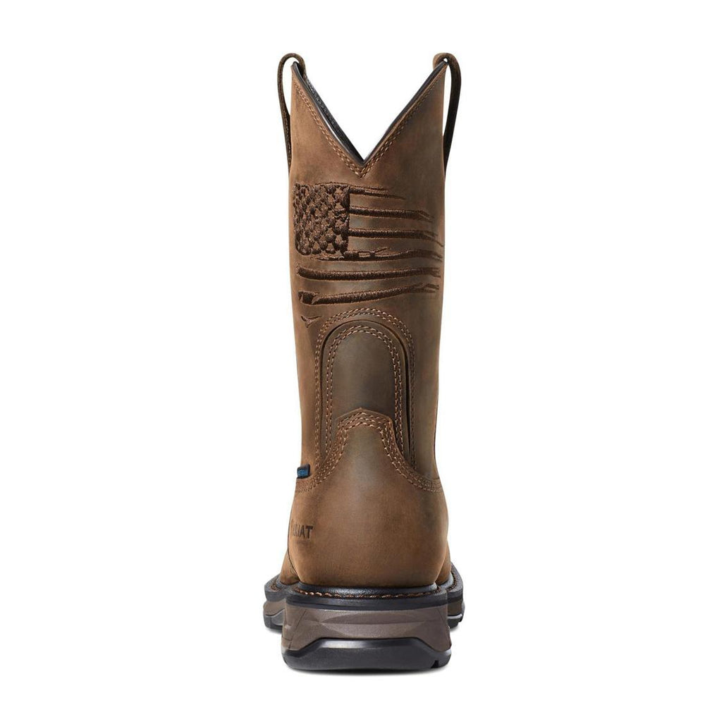 Ariat WorkHog XT Patriot Waterproof Carbon Toe Work Boot Distressed Brown Heel