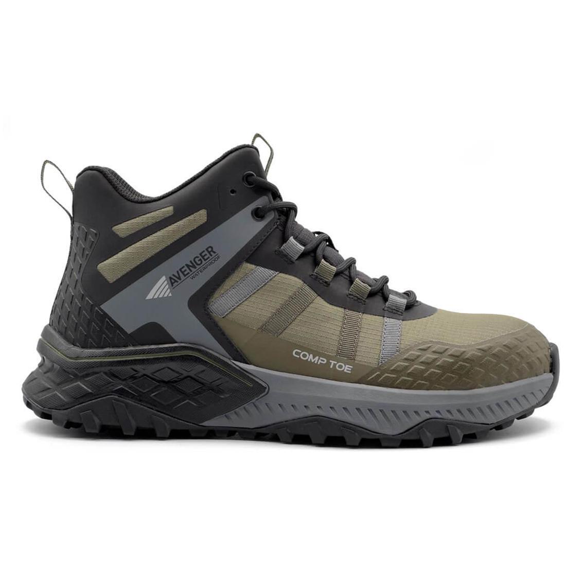 Avenger Aero Trail Mid Waterproof Composite-Toe Work Boot Olive Profile View