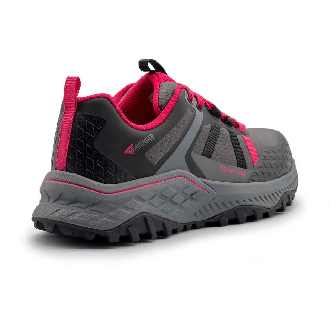 Avenger Aero Trail Women’s Composite Toe Work Shoes – Grey/Magenta A1250 Heel Image