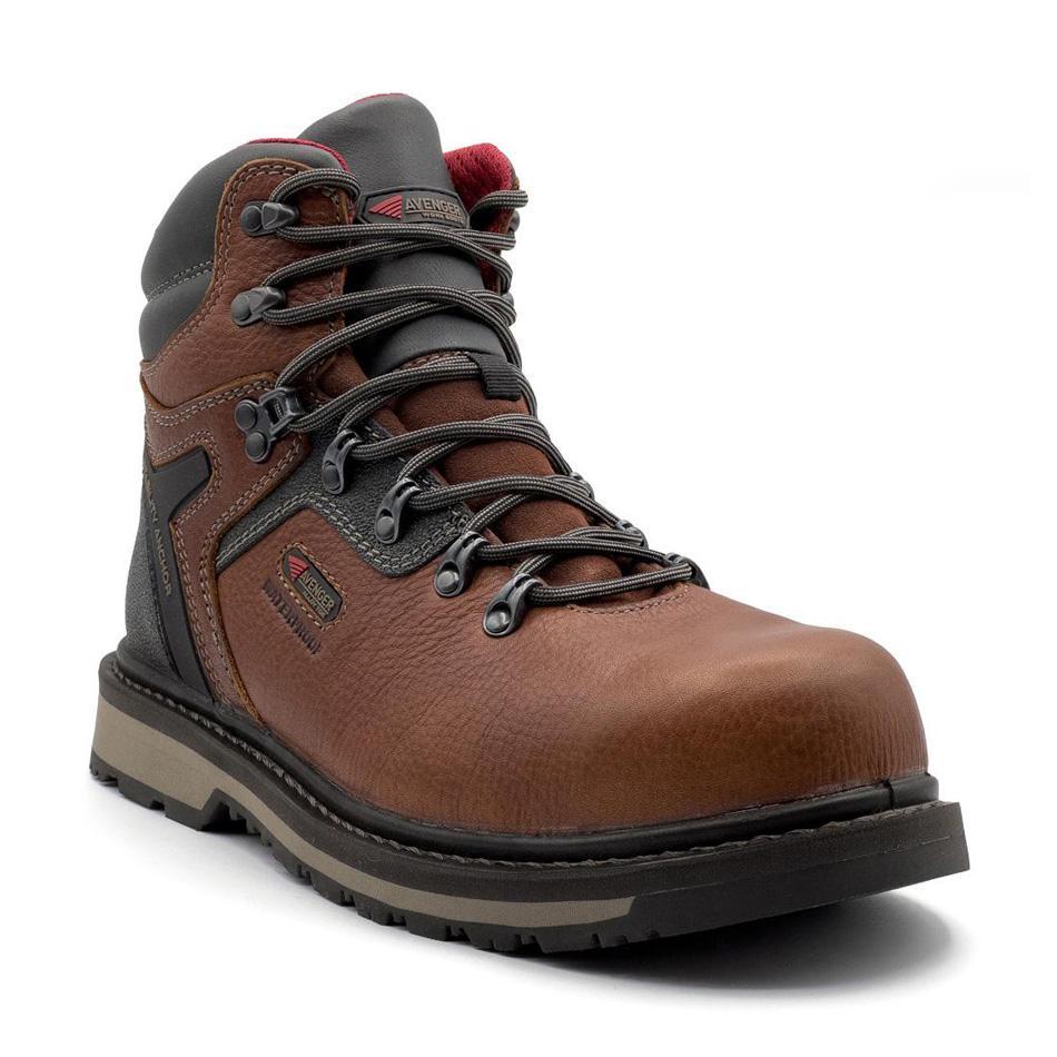 Avenger Blacksmith 6" Waterproof Aluminum Toe Work Boots – Med Brown A8815 Medial Image