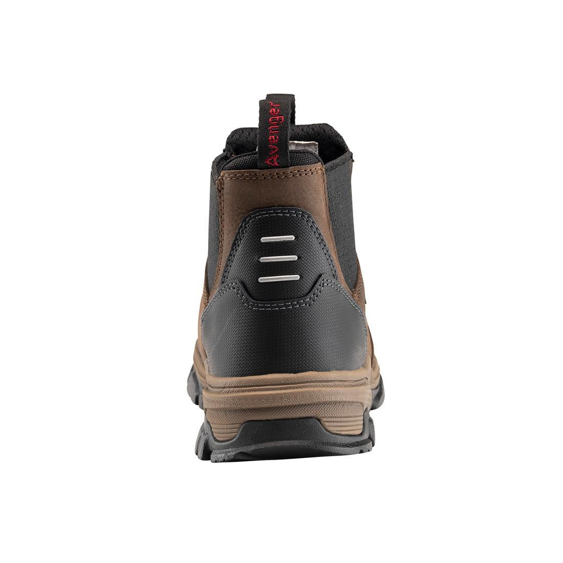 Avenger Ripsaw Puncture Resistant Alloy Toe Chelsea Work Boot – Brown A7340 Heel Image