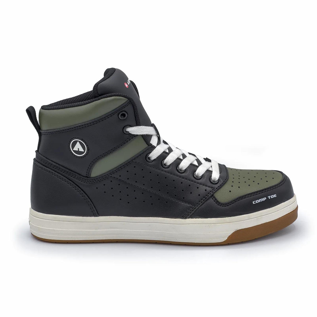 Airwalk Arena Mid Composite Toe Work Shoes – Black/Olive 1
