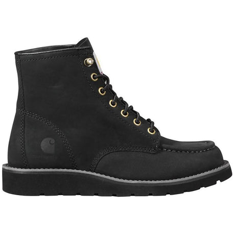 Carhartt 6" Women's Moc Toe Wedge Soft Toe Boot Black Nubuck FW6141-W Profile View