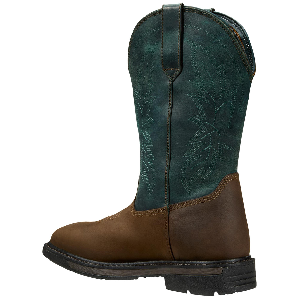 Carhartt Montana 11" WP Square Toe Wellington - Tan/Teal front view