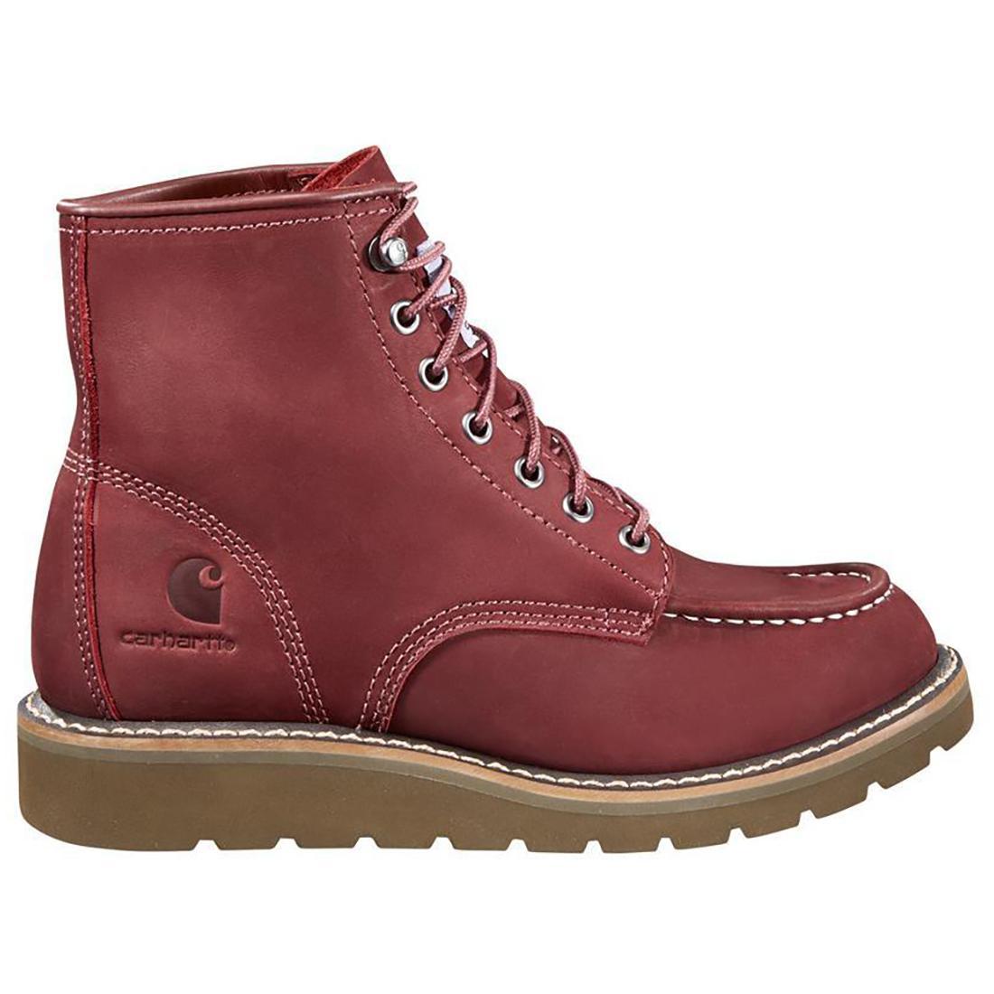 Carhartt 6" Women's Wedge Unlined Soft-Toe Boot Burgundy Profile View