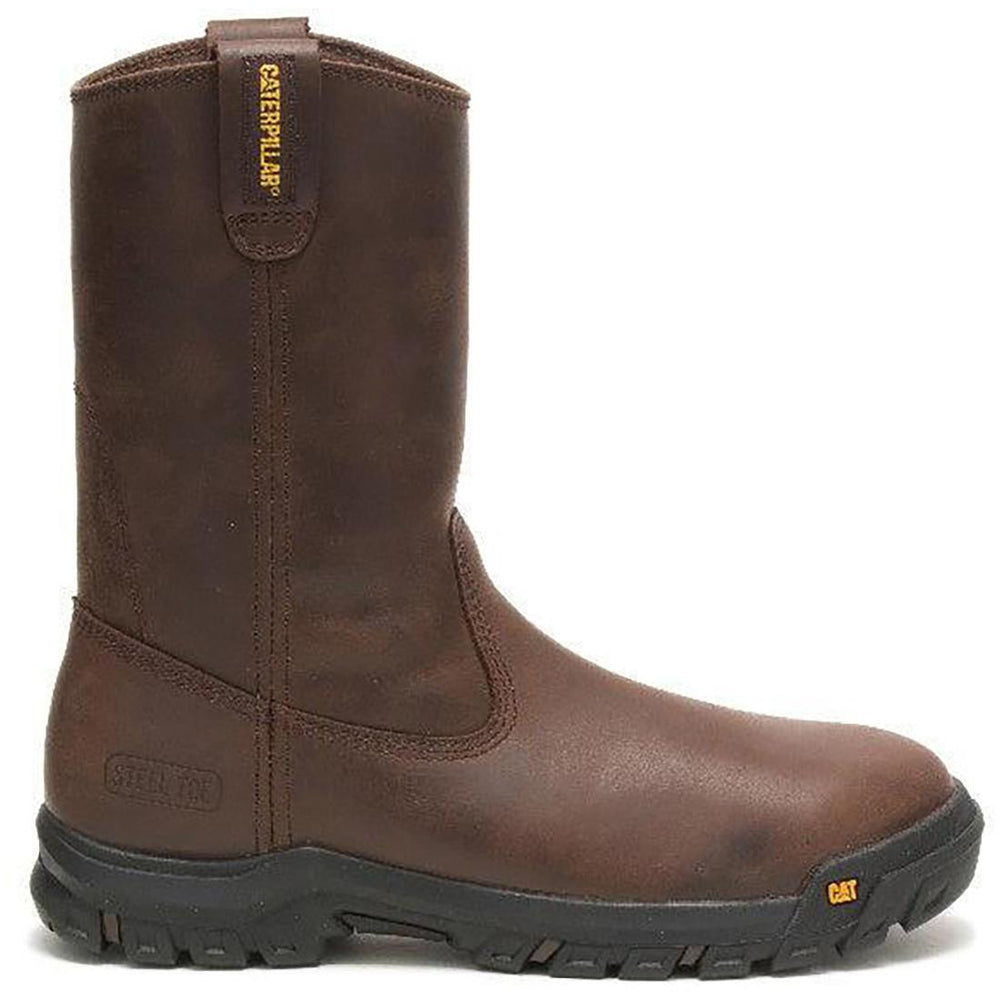 Caterpillar Drawbar Steel-Toe Pull On Work Boot Brown Profile View