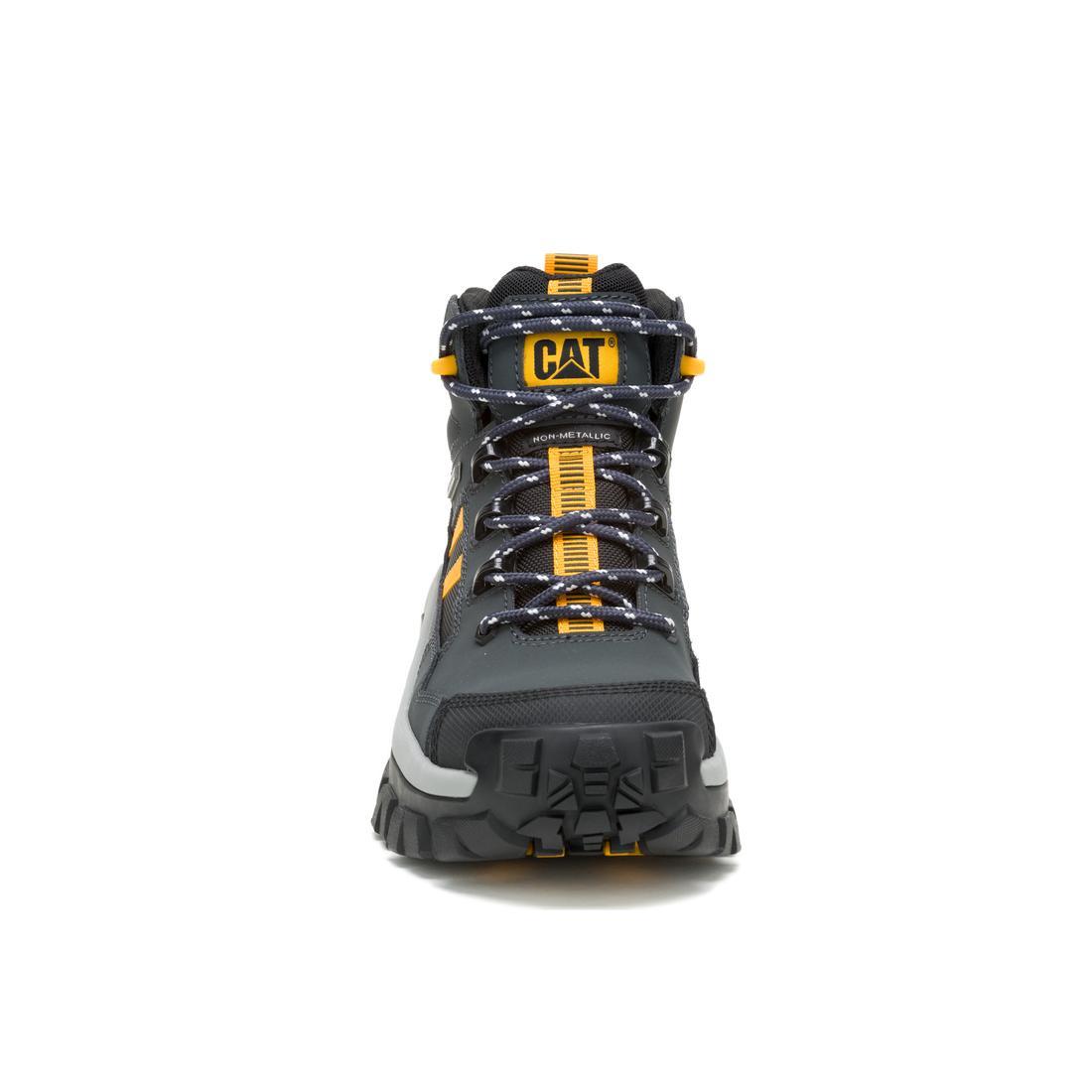 Caterpillar Invader Mid Vent Waterproof Composite-Toe Boots Dark Shadows P91757 Heel Image