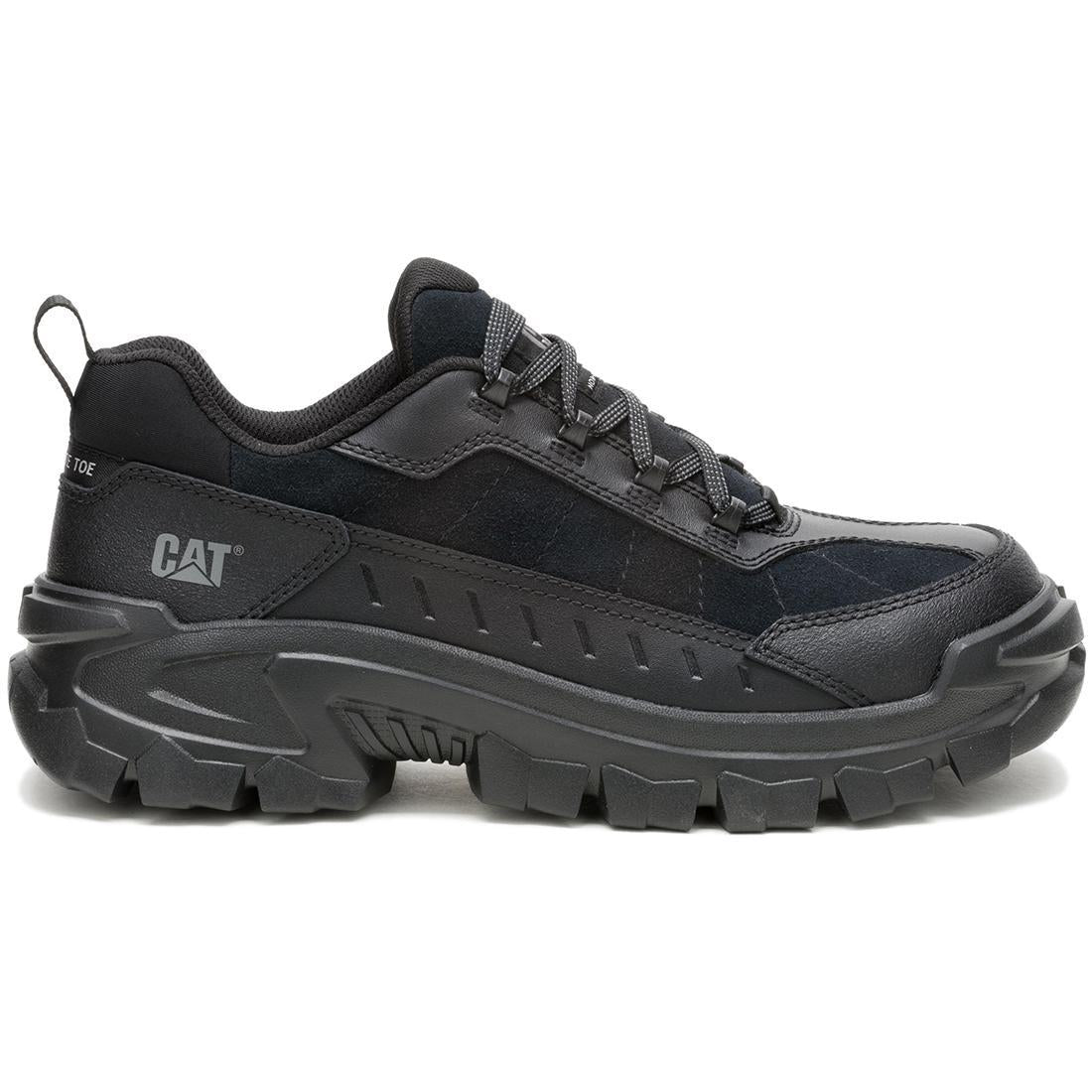 Caterpillar Invader Sport Lo Composite-Toe Shoes Black In Suede Profile View