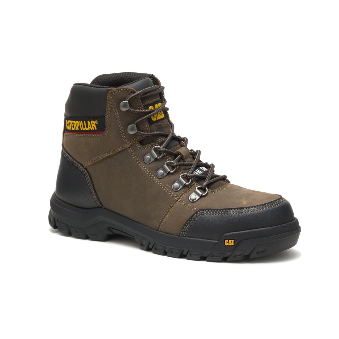 Caterpillar Outline Steel-Toe Work Boot Brown/Black P90802 Medial Image