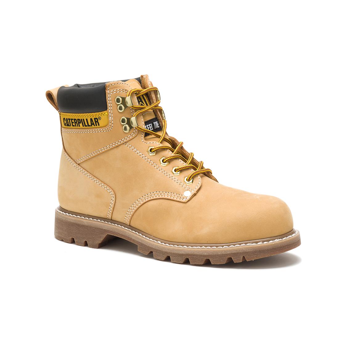Caterpillar Second Shift Steel-Toe Work Boot Honey P89162 Medial Image
